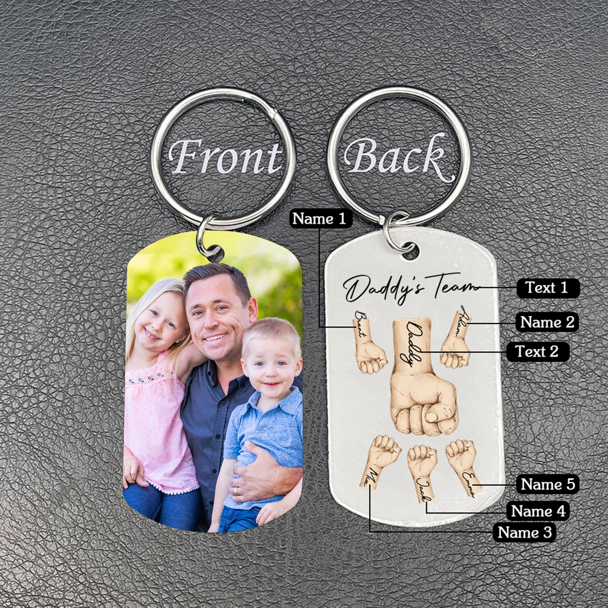 Personalized Dad Keychain Gift - Custom Engraved Stainless Steel Key Chain For Father's Day