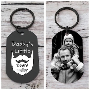 Personalisierter Foto Schlüsselanhänger für Papa, Papas Bart Puller, Benutzerdefinierte Bild Schlüsselanhänger, Erste Mal Papa Geschenke für Ehemann, 1.Vatertagsgeschenk