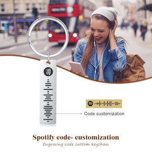 Personalised Keyring,Music Code Keychain,Custom Engraved Keychain, Musical Gift Wedding Song, Engraved Code Keychain, Gift for Music Lover zdjęcie 3