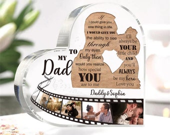 I love You Dad Acrylic Keepsake Block Gifts for Dad,Custom Kids Photo Plaque for Father's Day, Birthday Gift, Fathers Day Gift from Daughter