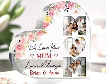 We Love You Mom Acrylic Keepsake Block Gift for Mom, Custom Family Photo Plaque for 1st Mothers Day Gift, Mother's Day, Family Photo Gifts