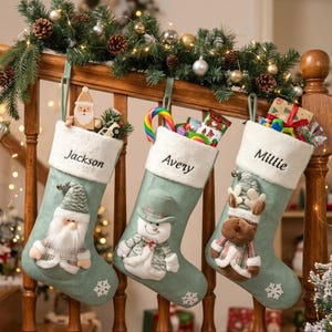 Personalisierter 3D Weihnachtsstrumpf mit gesticktem Namen, Benutzerdefinierte Familien Weihnachtsstrümpfe, Babys erster Weihnachtsstrumpf, Xmas Home Decor