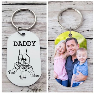 Porte-clés personnalisé coup de poing pour la fête des pères, porte-clés de famille personnalisé avec noms d'enfants, porte-clés papa, cadeaux pour papa, cadeaux pour mari
