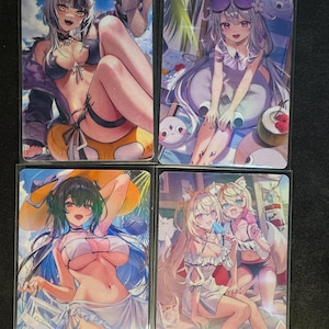 Cartes - Hololive Advent Nerissa, Shiori, Bijou, Fuwamoco, Fuwawa, Mococo Set Kimono, Mignon, Joli. Hololive Anglais, Holographique, Brillant