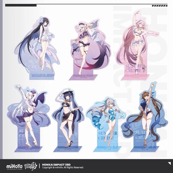 Honkai Impact 3rd Authentic Swimsuit Collection Acrylic Stands 15cm , Kiana, Mei, Elysia, Bronya, SPECIAL Adult Bronya, Sushang and Hare