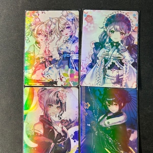 Cartes - Hololive Advent Nerissa, Shiori, Bijou, Fuwamoco, Fuwawa, Mococo Set Kimono, Mignon, Joli. Hololive Anglais, Holographique, Brillant