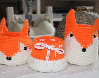 Set of crochet baskets