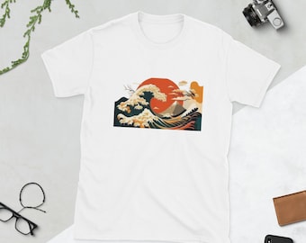Japanische Welle T-Shirt, Mt Fuji Grafik T-Shirt, Ukiyo-e Art
