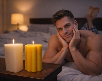 Ręcznie odlewany zestaw świec w kształcie serca i żłobkowanego kokosa z limonką i ananasem oraz kolendrą