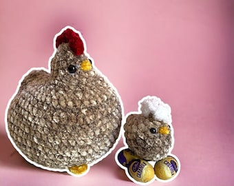 Easy crochet Mother hen and baby chick amigurumi pattern Instant download PDF tutorial Cute Easter gift Crochet chicken
