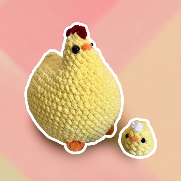 Polly & Peep easy crochet pattern instant download PDF tutorial Amigurumi hen gift chicken lover