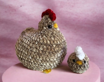 Easy crochet Mother hen and baby chick amigurumi pattern Instant download PDF tutorial Cute gift Crochet chicken