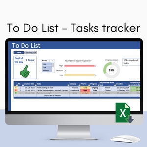 To Do List Tasks tracker blue version Excel template