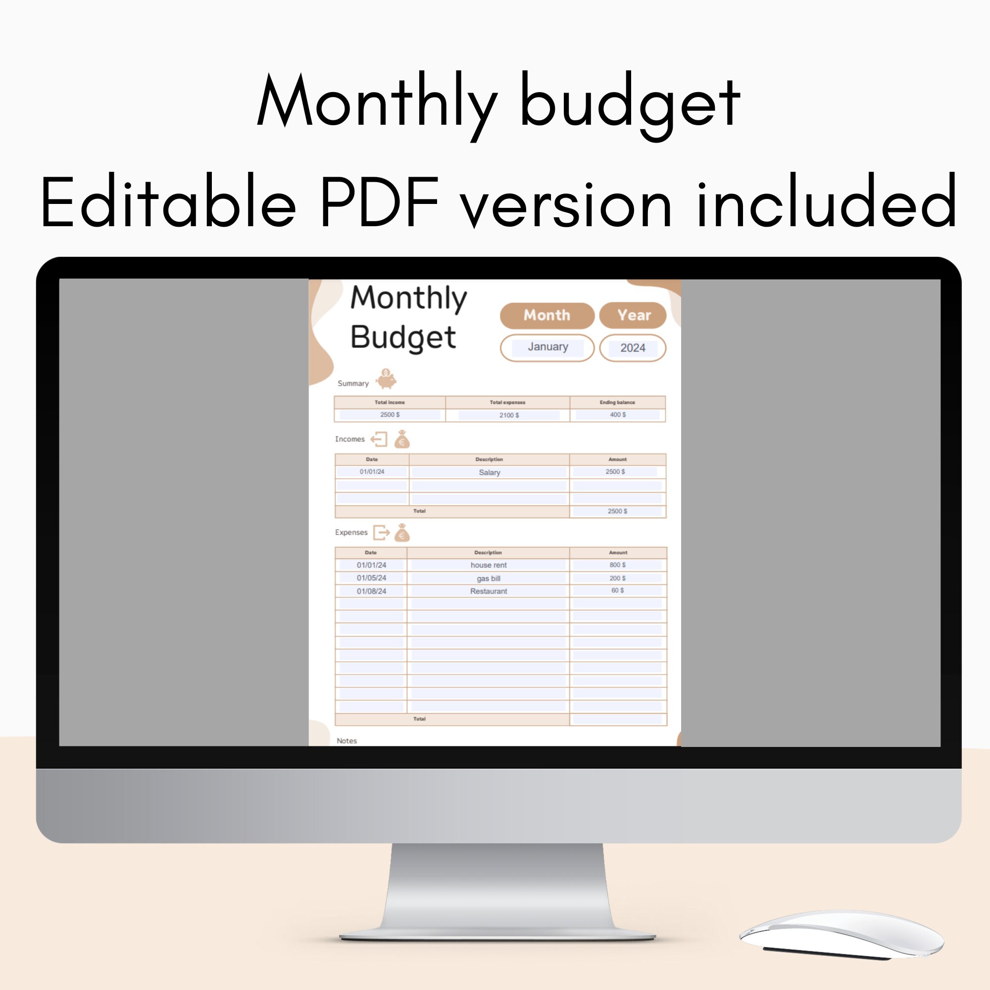 Monthly Budget Planner Printable Instant Download PDF PNG Version - Etsy