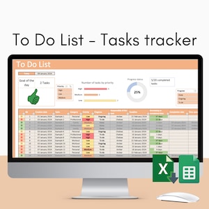 Suivi des tâches de la liste des tâches, version orange, modèle Excel et feuille Google