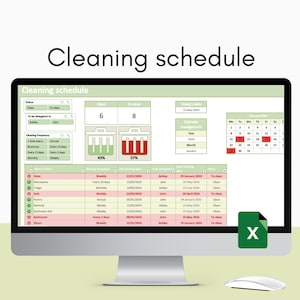 Calendrier de nettoyage modèle vert Excel