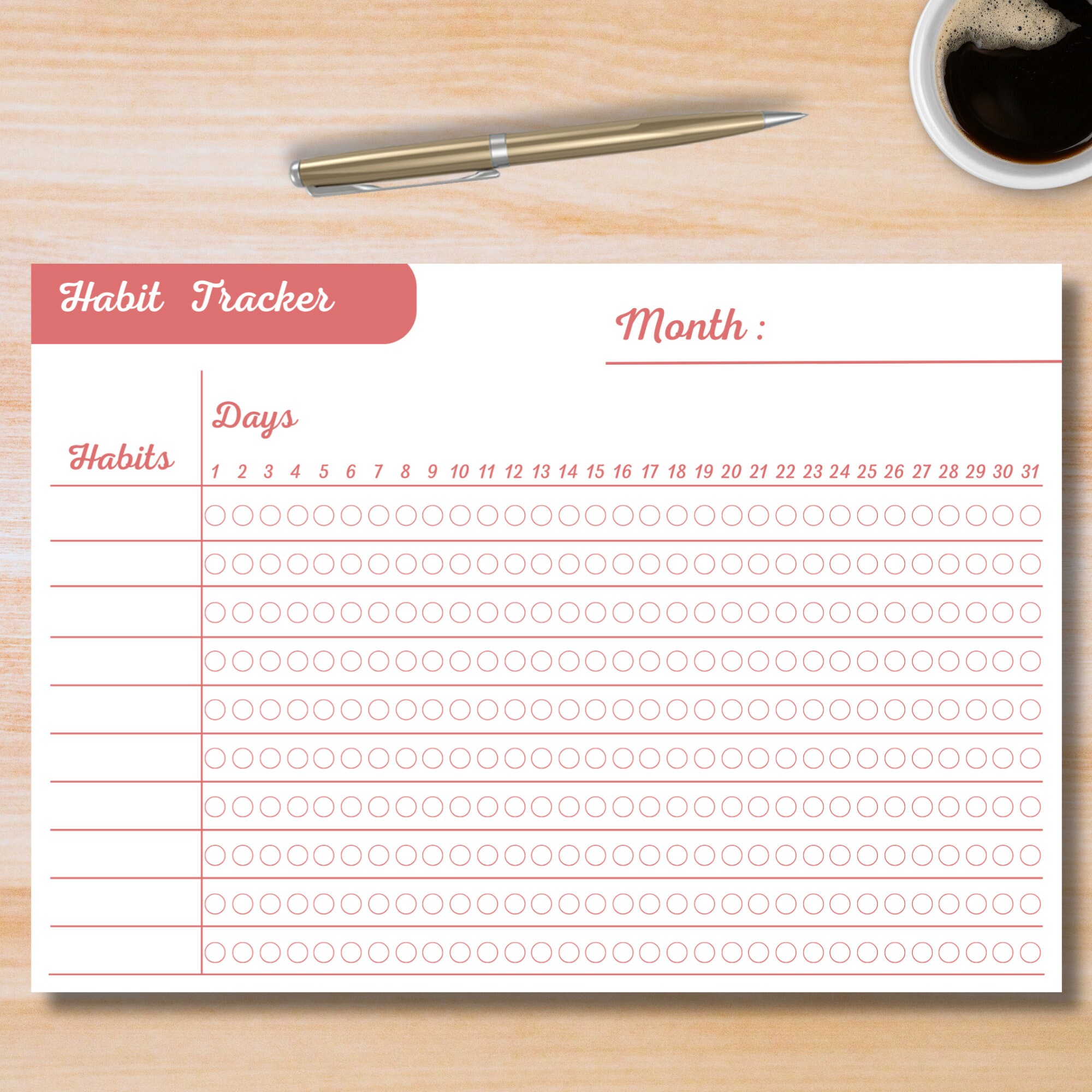 Habit Tracker Printable Monthly Habit Tracker Template Routine Tracker ...