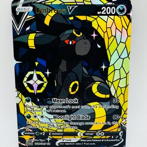 Cartão personalizado Kawaii Holo com vitral Pokémon Umbreon DIY