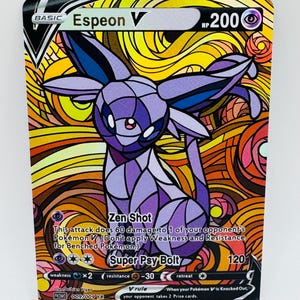 Cartão personalizado Kawaii Holo com vitral Pokémon Espeon DIY