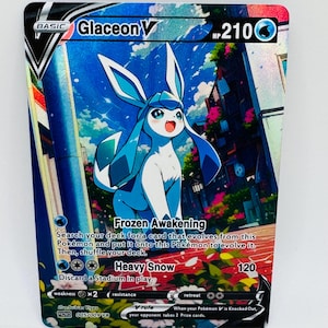 Pokemon Glaceon Eevee Evolutions Resplendent Conjunto Especial DIY Kawaii Holo Card