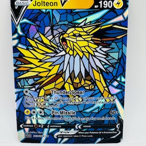 Cartão personalizado Pokémon Jolteon Stain Glass DIY Kawaii Holo