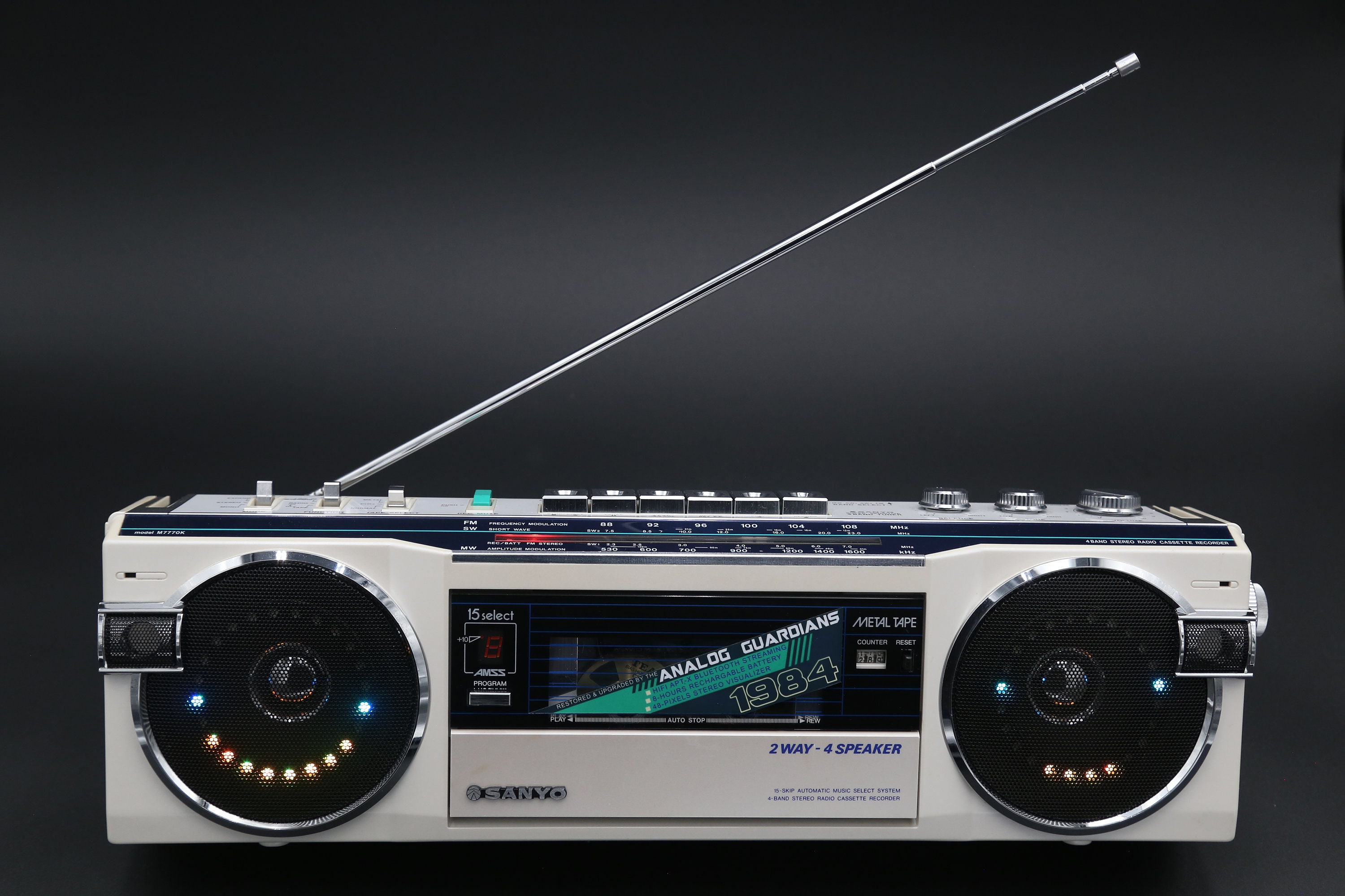 1984 Sanyo M7770K Boombox, Upgraded With Bluetooth 1984 Sanyo M7770K Boombox, Upgraded With Bluetooth