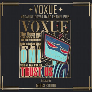 VOXUE 2in Pin Hazbin Hotel Alastor Husker Angel Dust Vox Valentino Velvette PRE-ORDER Vox