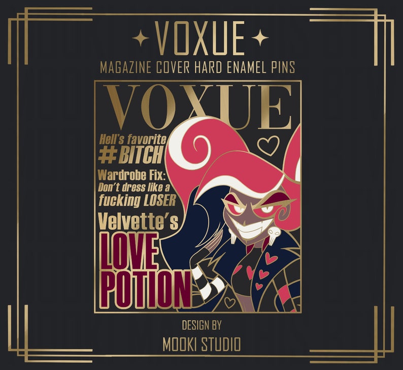 VOXUE 2in Pin Hazbin Hotel Alastor Husker Angel Dust Vox Valentino Velvette PRE-ORDER Velvette