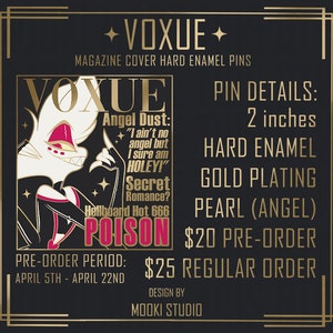 VOXUE 2in Pin Hazbin Hotel Alastor Husker Angel Dust Vox Valentino Velvette PRE-ORDER image 2