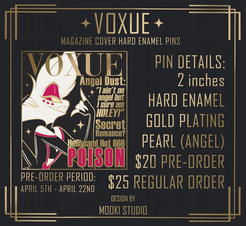 VOXUE 2in Pin Hazbin Hotel Alastor Husker Angel Dust Vox Valentino Velvette PRE-ORDER image 2