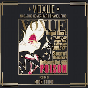 VOXUE 2in Pin Hazbin Hotel Alastor Husker Angel Dust Vox Valentino Velvette PRE-ORDER Angel Dust