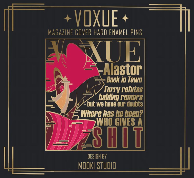 VOXUE 2in Pin Hazbin Hotel Alastor Husker Angel Dust Vox Valentino Velvette PRE-ORDER Alastor