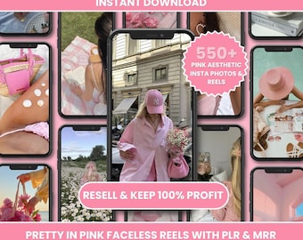 Paquete de Reels de Instagram "Pretty in Pink": Marketing sin rostro (Descarga digital)