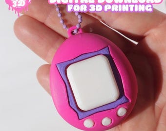 Tamagotchi Keychain Clicker 3mf & STL File (only) for 3D Printing, Print in place, Fidget toy, Bag keychain