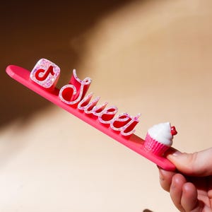 PINK Baker / Sweets - Social Media Watermark Stand - 3D Customized Business Handle - Instagram, Tiktok, Facebook, Business Name, Logo Sign
