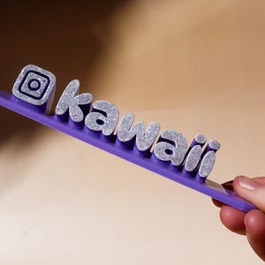 PURPLE Kawaii - Social Media Watermark Stand - 3D Customized Business Handle - Instagram, Tiktok, Facebook, Business Name, Logo Sign