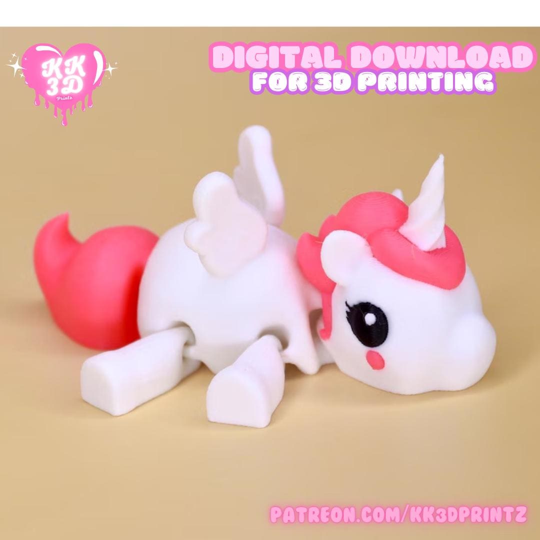 Articulated Unicorn STL File for 3D Printing, Print in Place, Flexi Toy