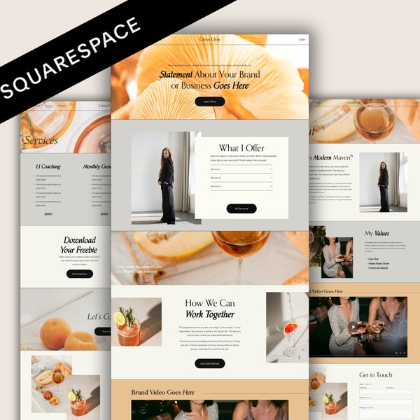 Squarespace Website Template | Citrus Glow Template | Squarespace Template Coach | Coaching | Photographer | Orange | White | Modern