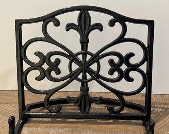 Home Basics Black Cast Iron Fleur De Lis Cookbook Stand - 10.5 x 5.5 x 9