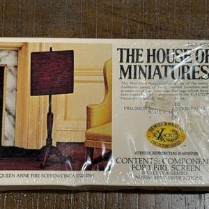May include: A factory-sealed box for The House of Miniatures Queen Anne Fire Screen kit, number 40021. The packaging features an illustration of the assembled miniature fire screen and includes components for one fire screen with assembly instructions.