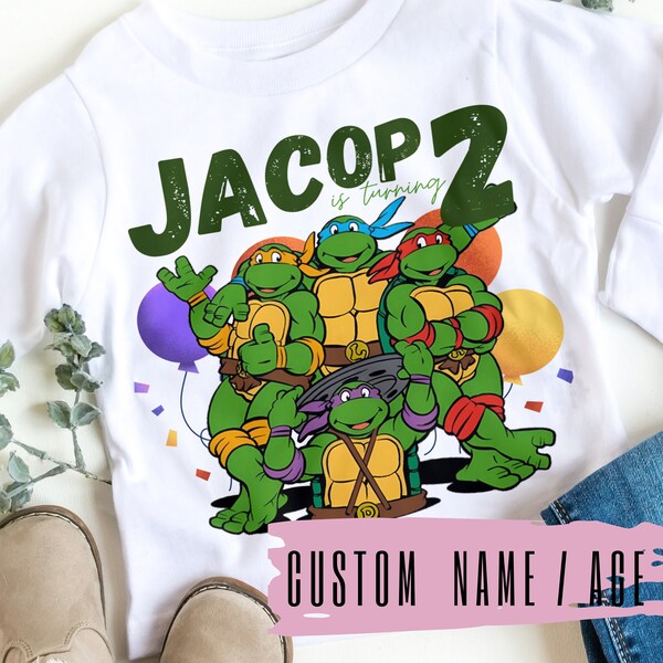 Ninja Custom birthday png, birthday shirt, gift for kids, happy birthday, first birthday ,kids shirt, Personalised Digital, Ninja Turtles