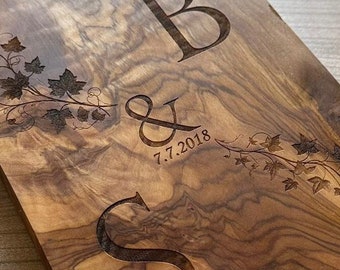 Wedding gift initials - lovingly designed personalized wooden sign for bride and groom, engagement, wedding day, wedding anniversary gift