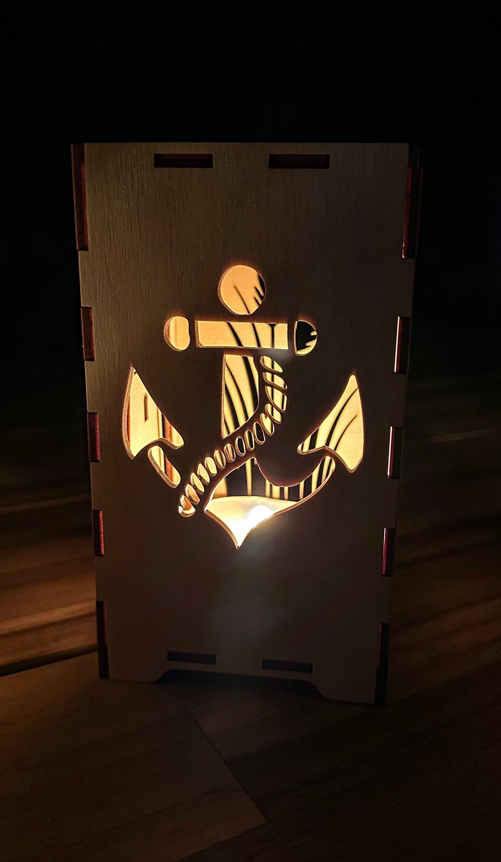 Maritime Laterne Mit Leuchtturm - Windlicht Eimer Im Shabby Look Grau