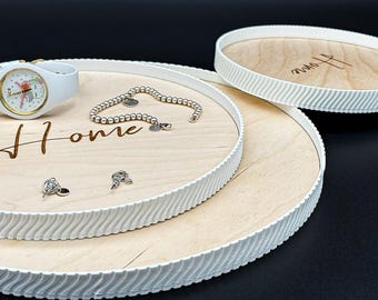 Personalized wooden bowl – decorative bowls made of wood & 3D printing, storage for jewelry, keys, hallway and living room, gift idea