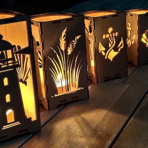 Windlight Lantern Candle Holder Lighthouse Sea Anchor Grasses Maritime Tealight Holder Garden Birthday Gift Personalized Tealight