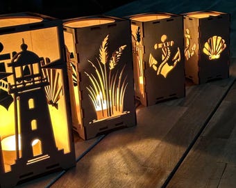 Lantern candle holder, lighthouse, sea, anchor, grasses, maritime tealight holder, garden, birthday gift, personalized tealight