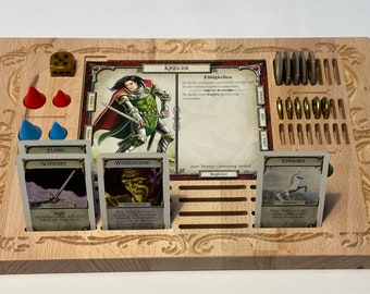 Talisman Player Dashboard made of beech wood • Game board accessory for Talisman board game • Organizer for character cards & markers - Tabletop