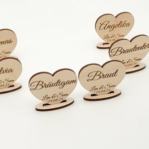 Marque-places de mariage en bois - Étiquettes nominatives - Marque-places - Décoration de table - Cadeau d'invité de mariage - Cadeau d'invité