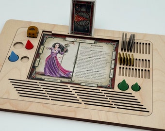 Talisman Wooden Player Dashboard for Board Game Accessories • Wooden Organizer for Markers & Character Cards • Tabletop Game Aid