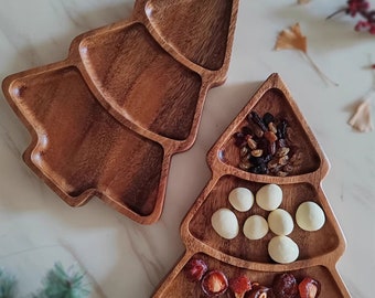 Hand carving Tree Style Wooden Food Tray, Decorative Tray Snack plate